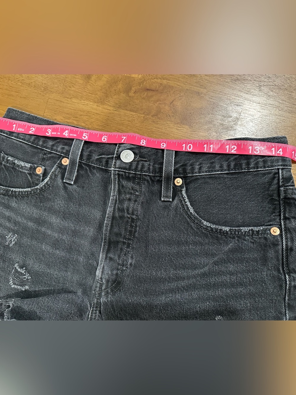 Levi's Black 501 Distressed Cutoff Jean Shorts - Picture 3 of 3
